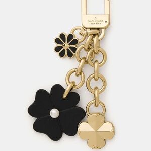 Kate Spade Floral Dangle Bag Charm in Black and Gold NWT